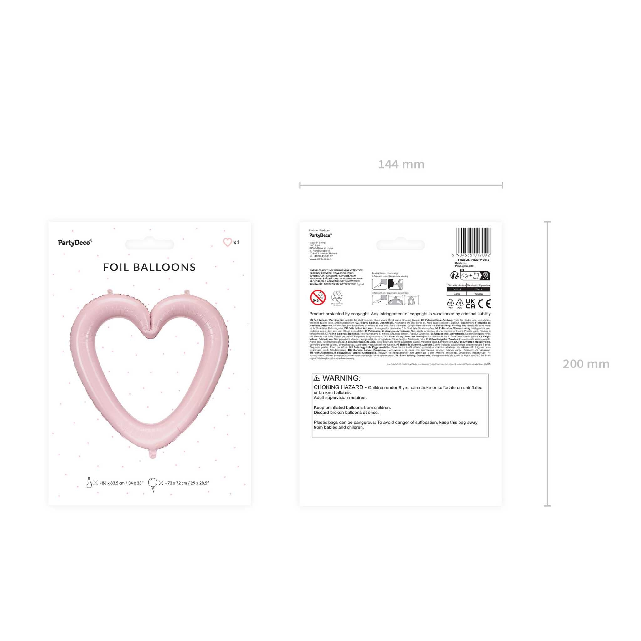 Folienballon Herz Rahmen Rosa -hey-Party.de- Folienballons -#Variante_