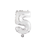 Folienballon Zahl Klein Silber -hey-Party.de- Folienballons -#Variante_ Zahl 5