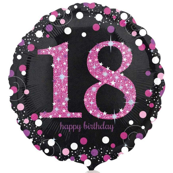 Folienballon „18“ Pink & Schwarz Hey Party