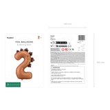 Folienballon Zahl 2 Dinosaurier