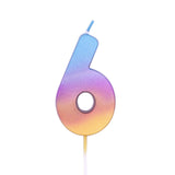 Zahlenkerze in Rainbow Ombre -hey-Party.de- Zahlenkerzen -#Variante_ Zahl 6
