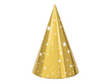 Partyhütchen gold mit Sternen -hey-Party.de- Partyhütchen -#Variante_