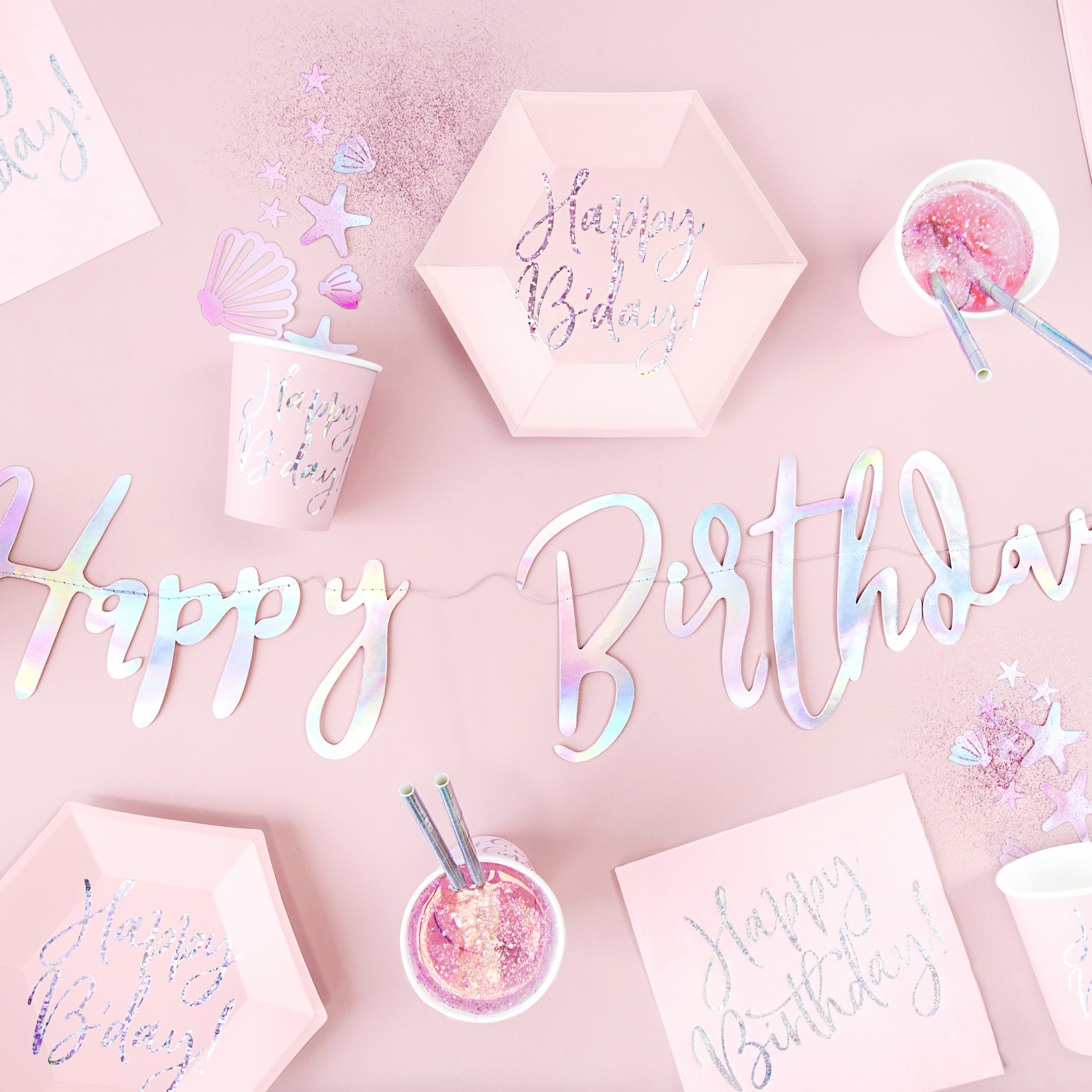 Servietten "Happy Birthday" Rosa & Irisierend -hey-Party.de- Servietten -#Variante_