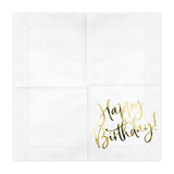 Servietten "Happy Birthday" Weiß & Gold -hey-Party.de- Servietten -#Variante_