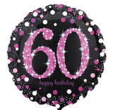 Folienballon „60“ Pink & Schwarz -hey-Party.de- Folienballons -#Variante_
