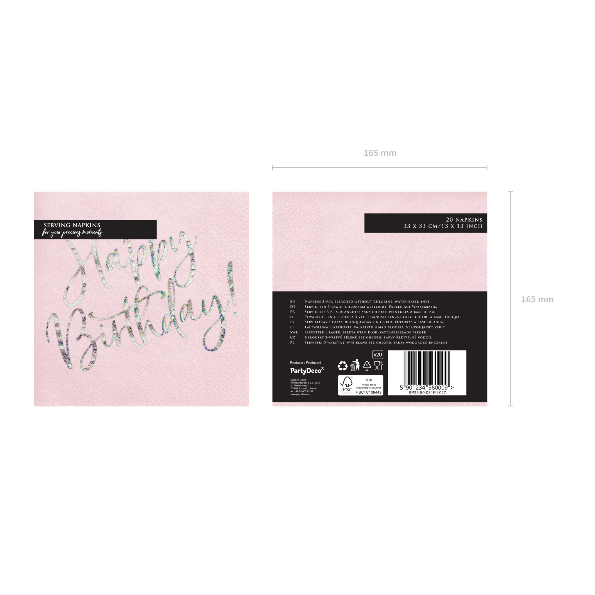 Servietten "Happy Birthday" Rosa & Irisierend -hey-Party.de- Servietten -#Variante_