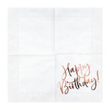 Servietten "Happy Birthday" Weiß & Roségold -hey-Party.de- Servietten -#Variante_