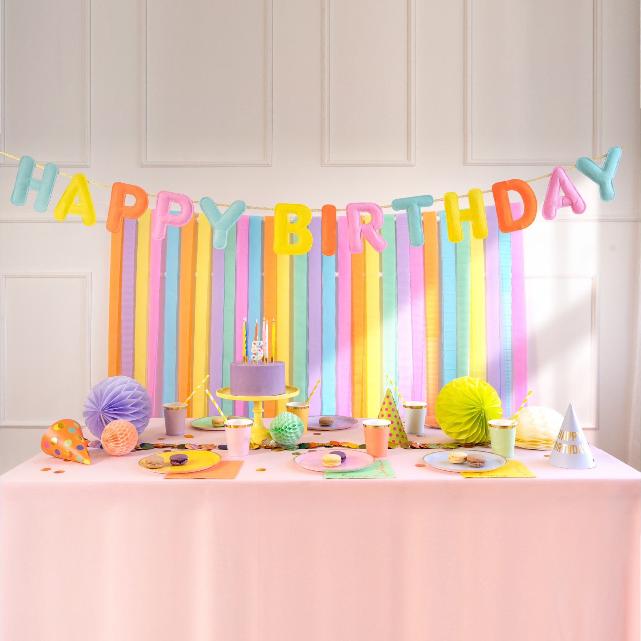 Filz-Girlande "Happy Birthday" Bunt -hey-Party.de- Girlanden -#Variante_