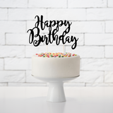 Caketopper „Happy Birthday“ Schwarz -hey-Party.de- Cupcake- und Kuchen-Topper -#Variante_