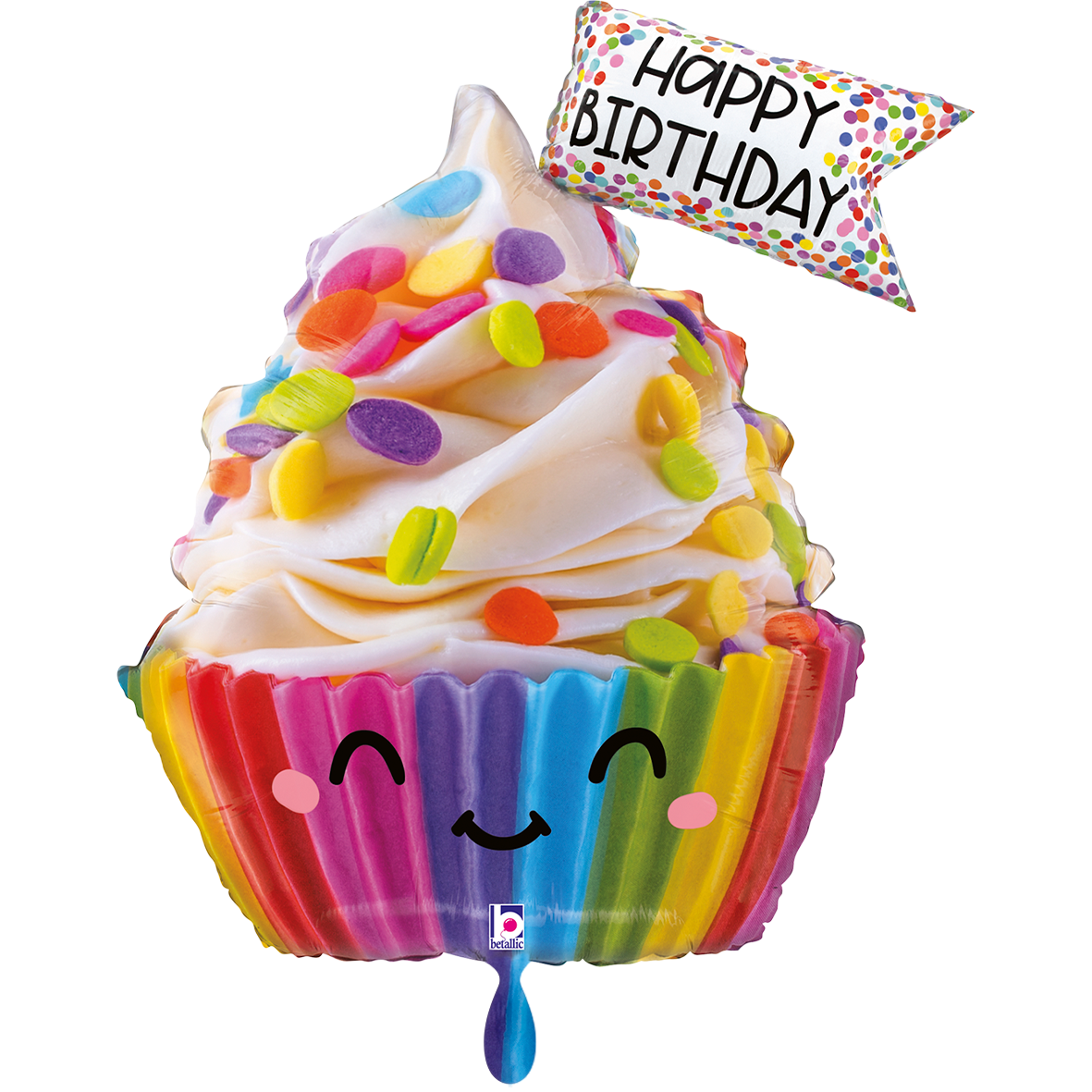 Folienballon Cupcake XXL, Regenbogen, 58 x 71 cm