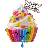 Folienballon Cupcake XXL, Regenbogen, 58 x 71 cm