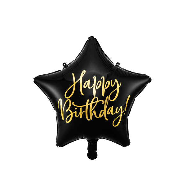 Folienballon Stern "Happy Birthday" Schwarz
