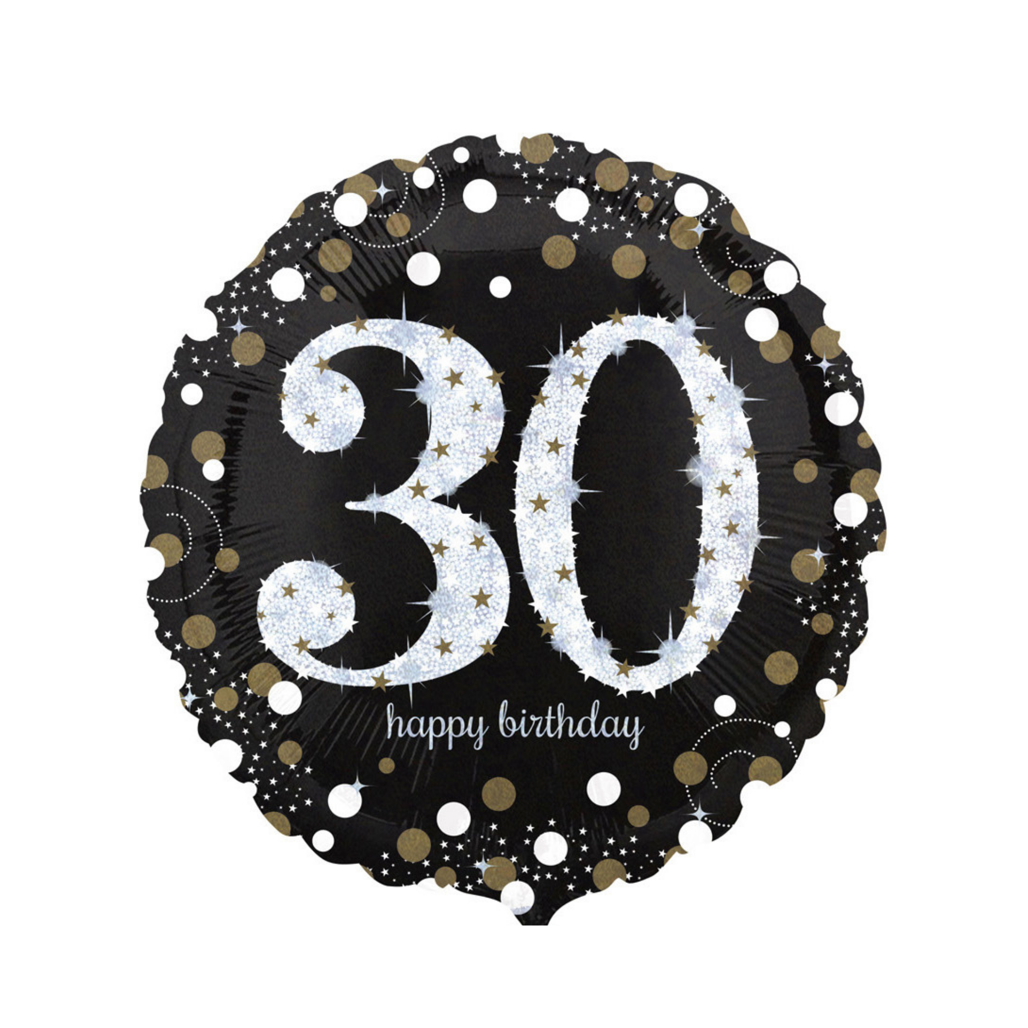 Folienballon „30“, Schwarz & Silber -hey-Party.de- Folienballons -#Variante_