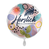 Folienballon rund "Herzlich Willkommen" Tropical -hey-Party.de- Folienballons -#Variante_