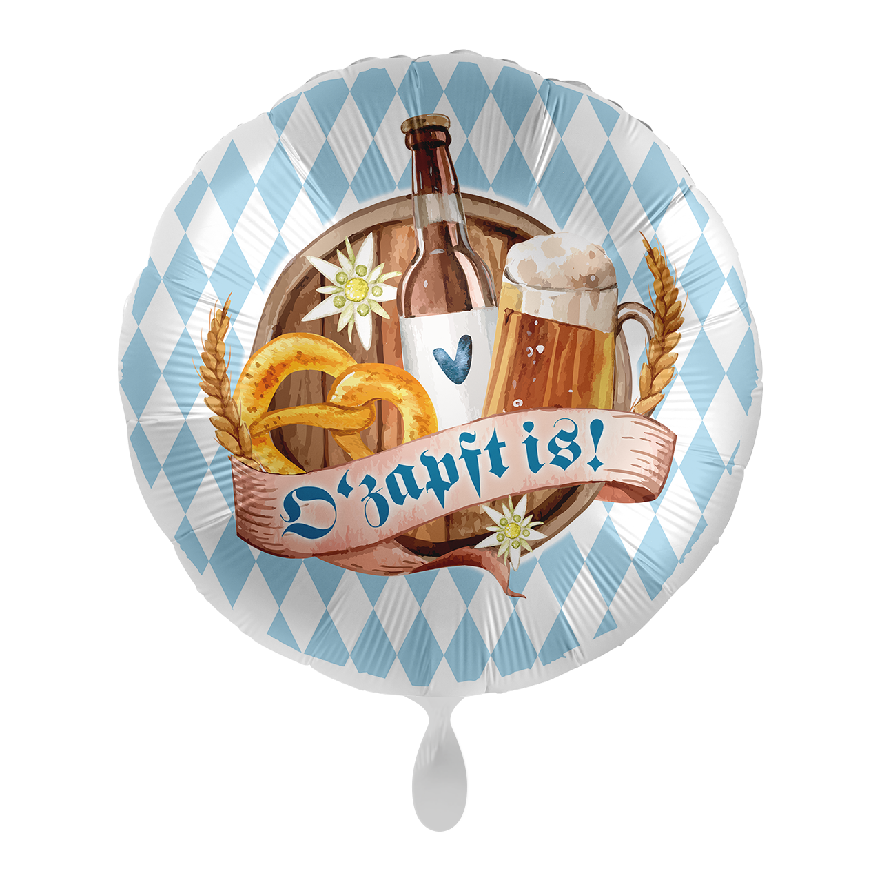 Folienballon rund "O'zapft is", Hellblau, Ø 43 cm