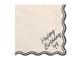 Servietten „Happy Birthday“ Schleifen Beige/Schwarz, 33 x 33 cm