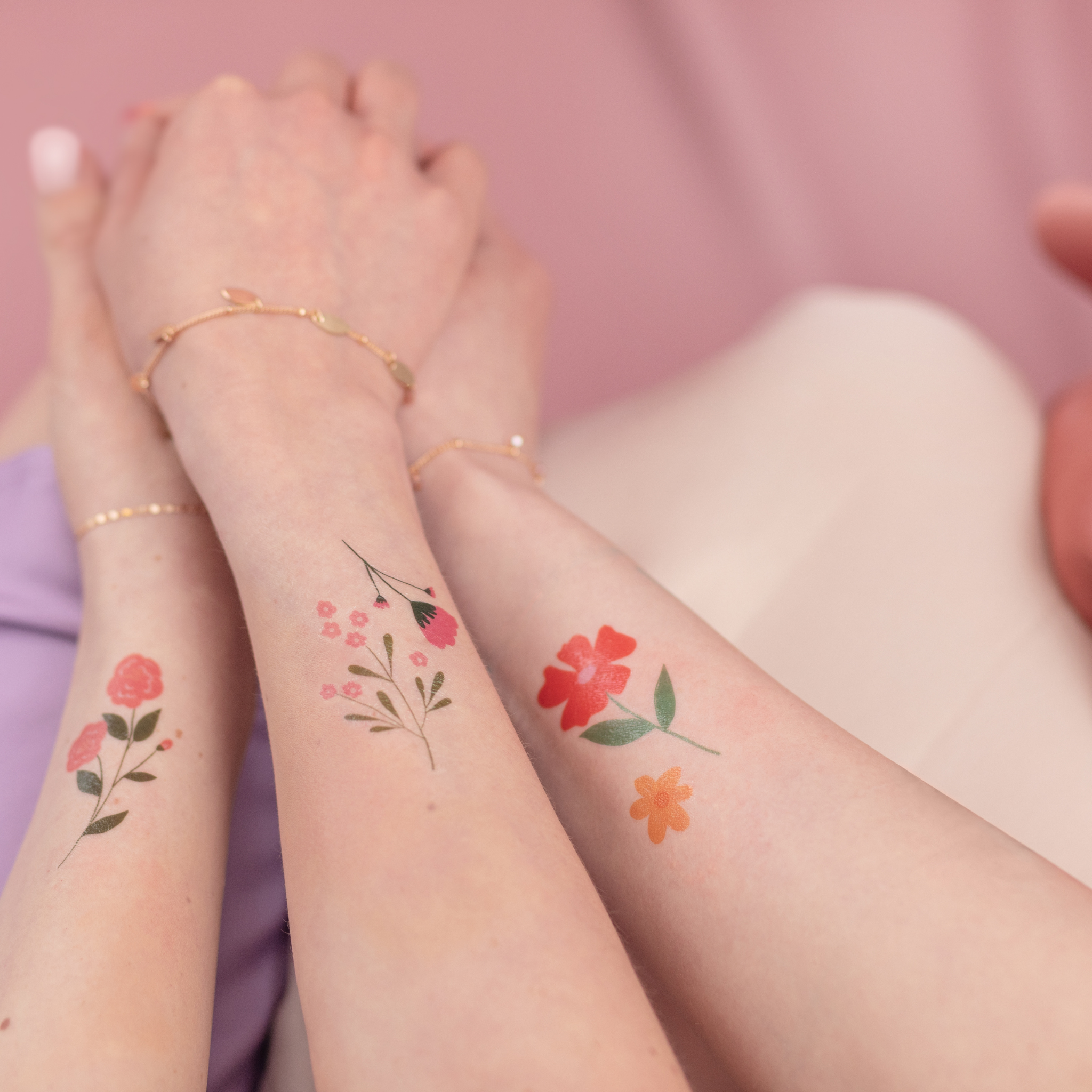 Abwaschbare Tattoos Bunte Blumen -hey-Party.de- Tattoos -#Variante_