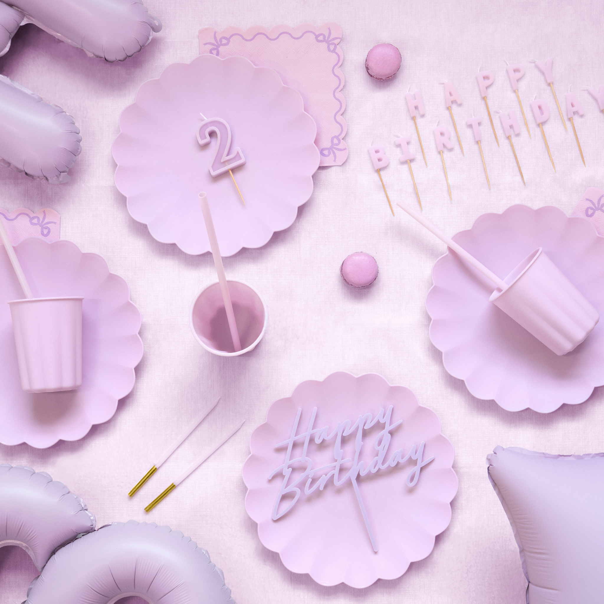 Acryl-Kuchentopper "Happy Birthday" Helllila -hey-Party.de- Cupcake- und Kuchen-Topper -#Variante_