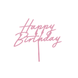 Acryl-Kuchentopper "Happy Birthday" Hellrosa -hey-Party.de- Cupcake- und Kuchen-Topper -#Variante_