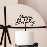 Acryl-Kuchentopper "Happy Birthday" Schwarz -hey-Party.de- Cupcake- und Kuchen-Topper -#Variante_