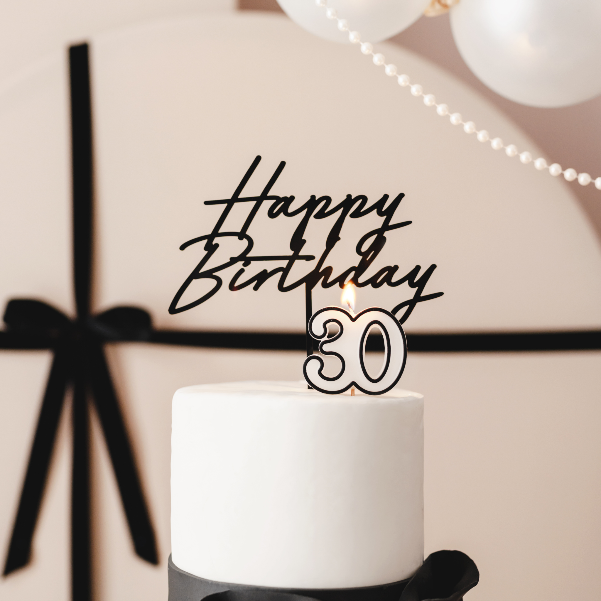 Acryl-Kuchentopper "Happy Birthday" Schwarz -hey-Party.de- Cupcake- und Kuchen-Topper -#Variante_