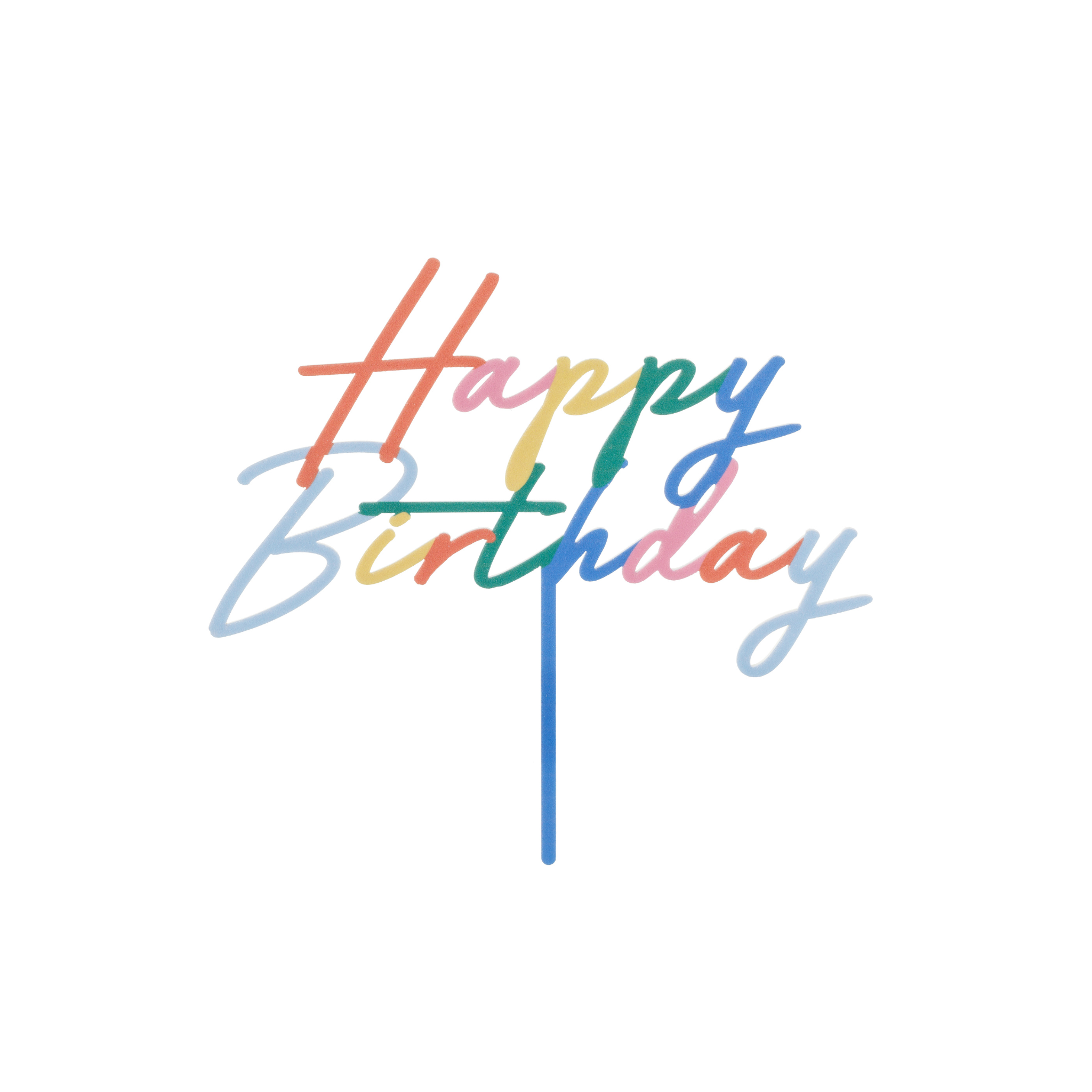 Acryl-Kuchentopper "Happy Birthday" Bunt -hey-Party.de- Cupcake- und Kuchen-Topper -#Variante_