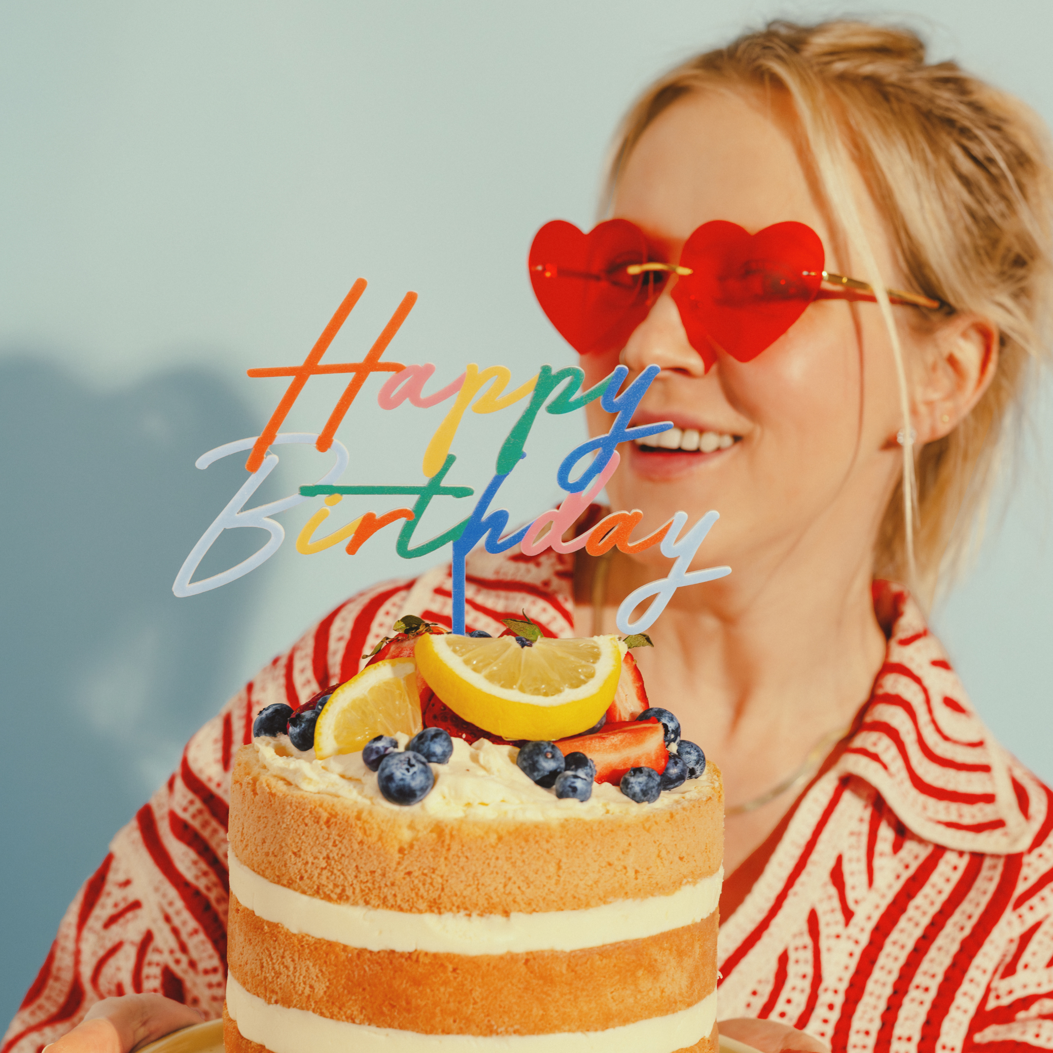 Acryl-Kuchentopper "Happy Birthday" Bunt -hey-Party.de- Cupcake- und Kuchen-Topper -#Variante_