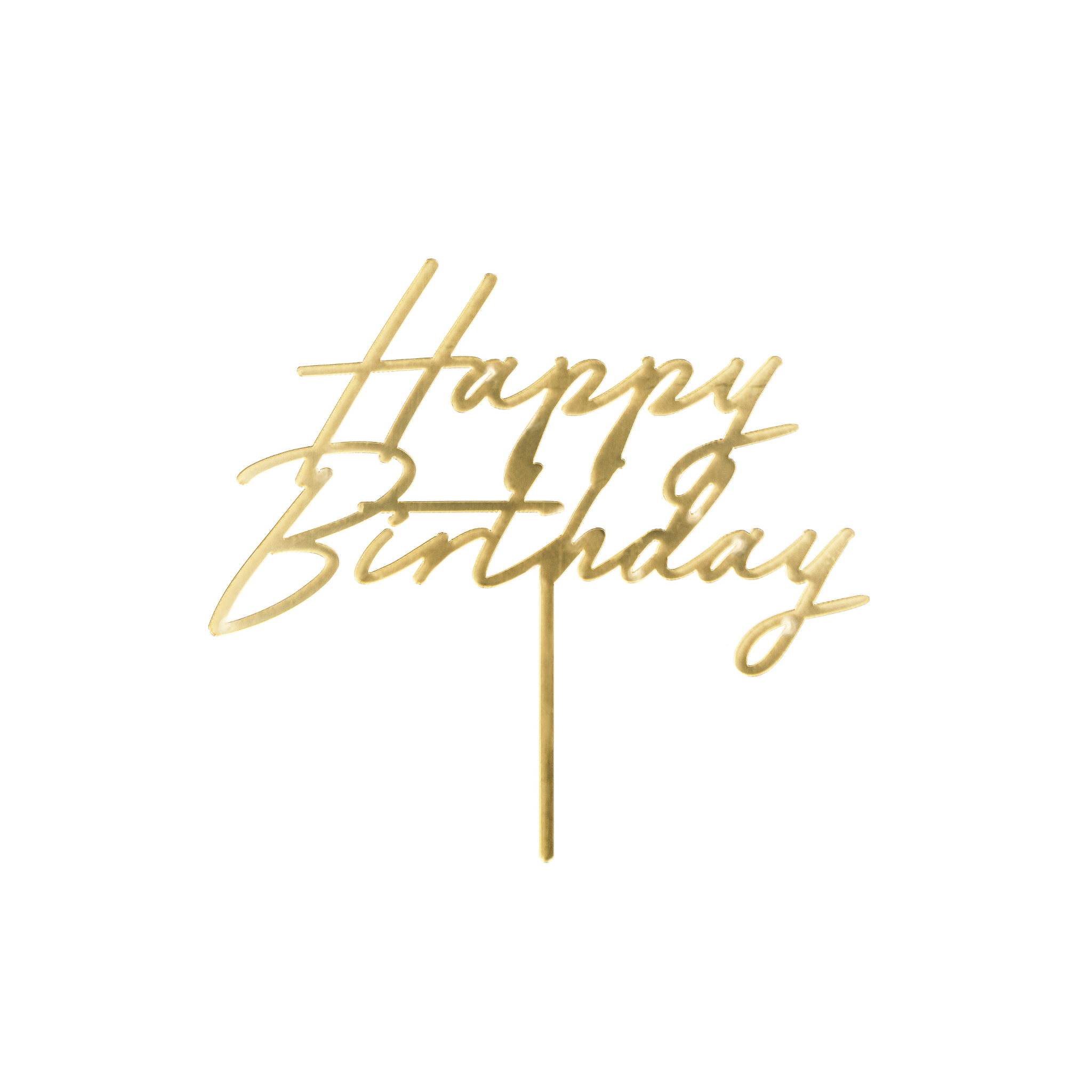 Acryl-Kuchentopper "Happy Birthday" Gold -hey-Party.de- Cupcake- und Kuchen-Topper -#Variante_