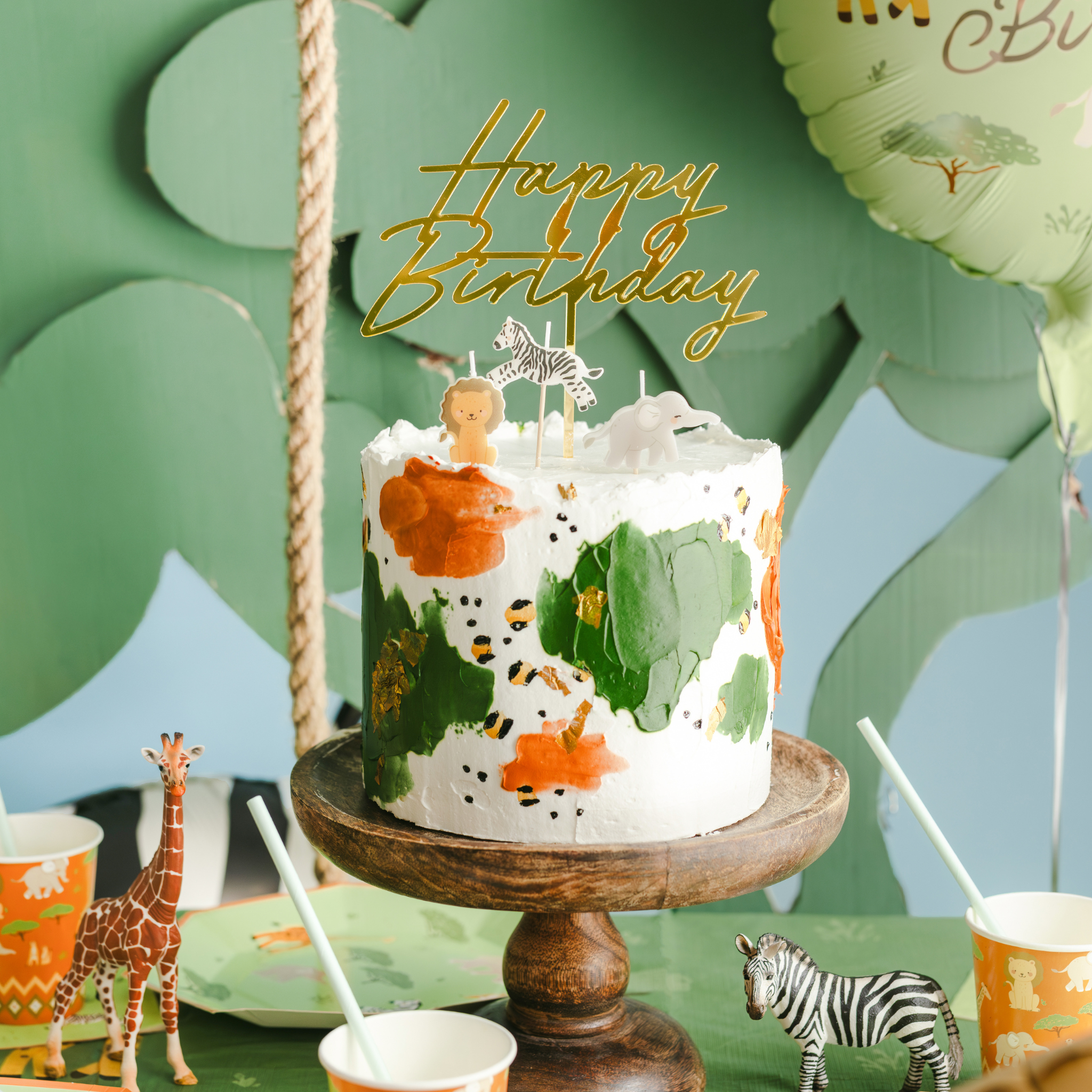 Acryl-Kuchentopper "Happy Birthday" Gold -hey-Party.de- Cupcake- und Kuchen-Topper -#Variante_
