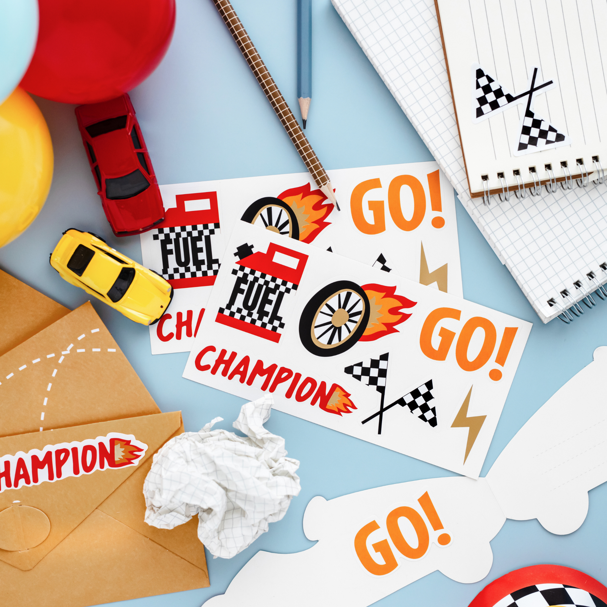 Aufkleber Rennautos -hey-Party.de- Aufkleber -#Variante_