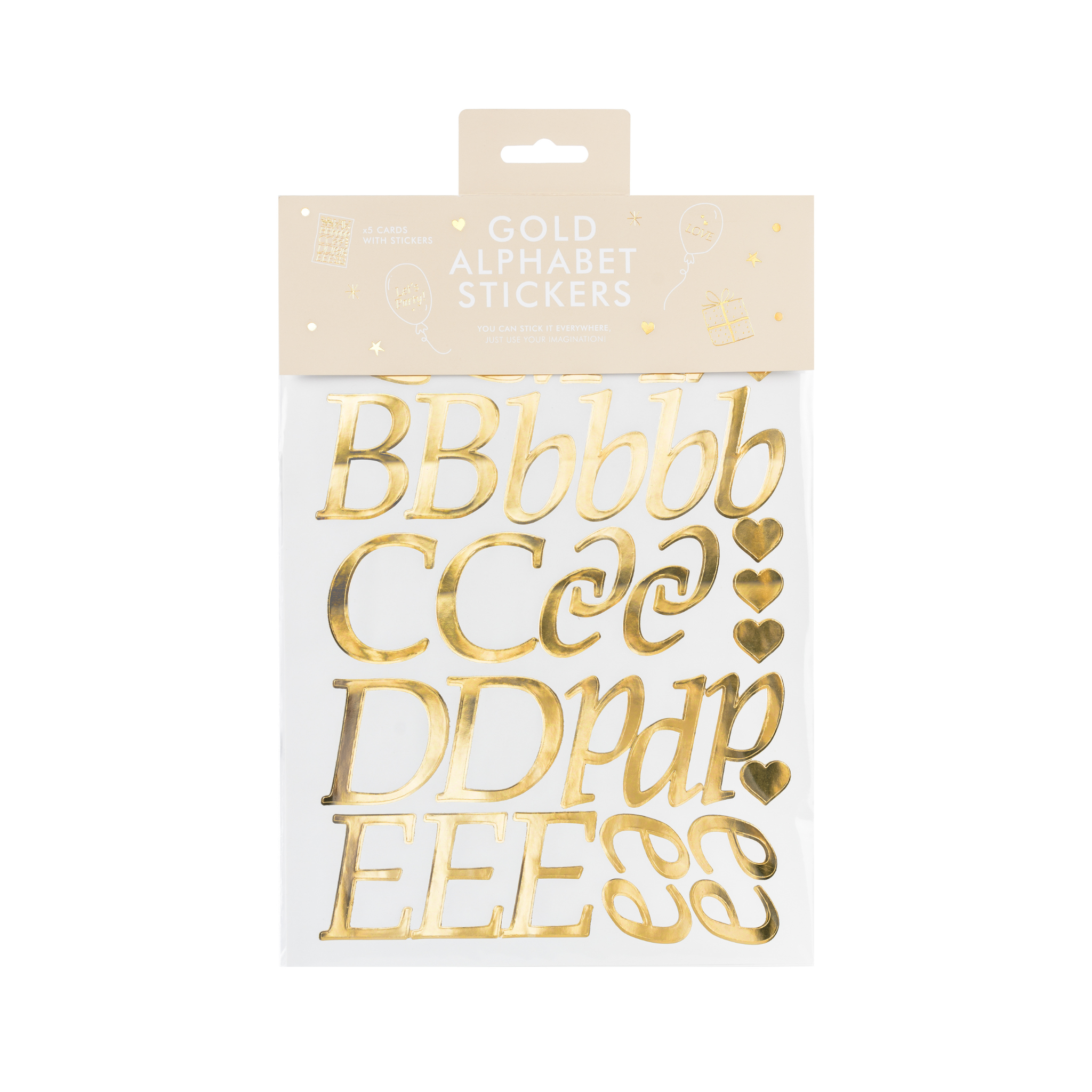 Aufkleber Buchstaben A-Z Gold Kursiv -hey-Party.de- Aufkleber -#Variante_