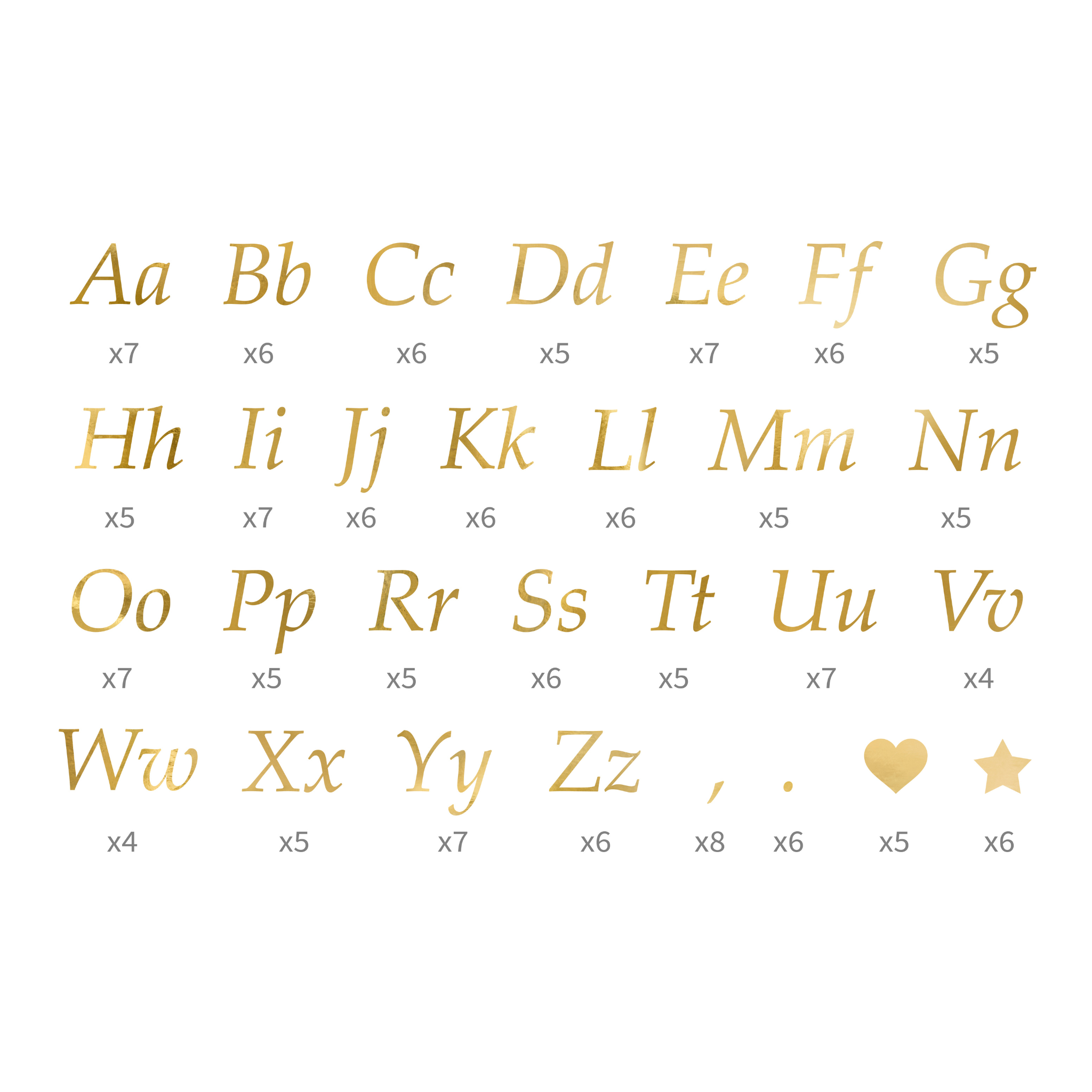 Aufkleber Buchstaben A-Z Gold Kursiv -hey-Party.de- Aufkleber -#Variante_