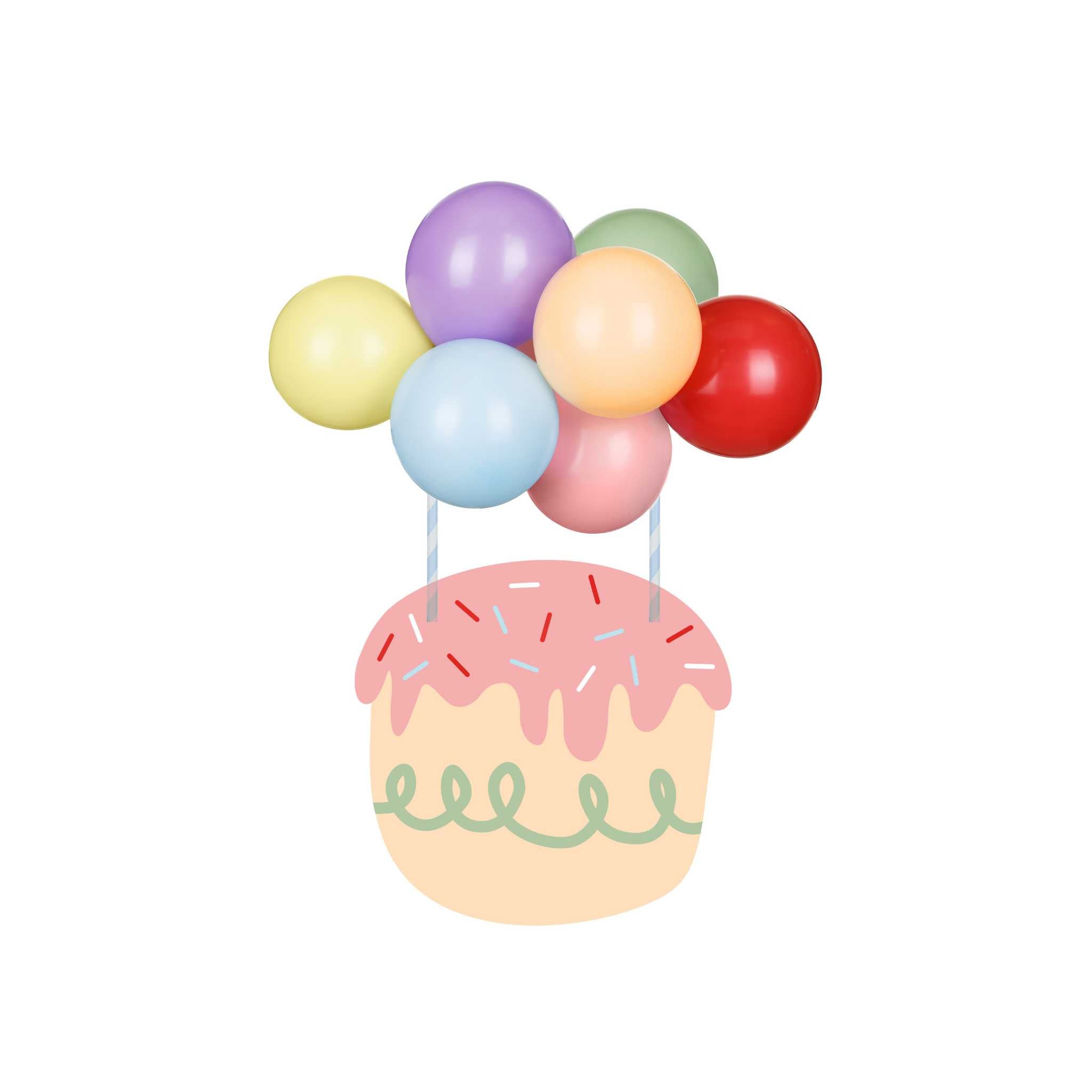 Ballon- Kuchentopper Bunt -hey-Party.de- Cupcake- und Kuchen-Topper -#Variante_