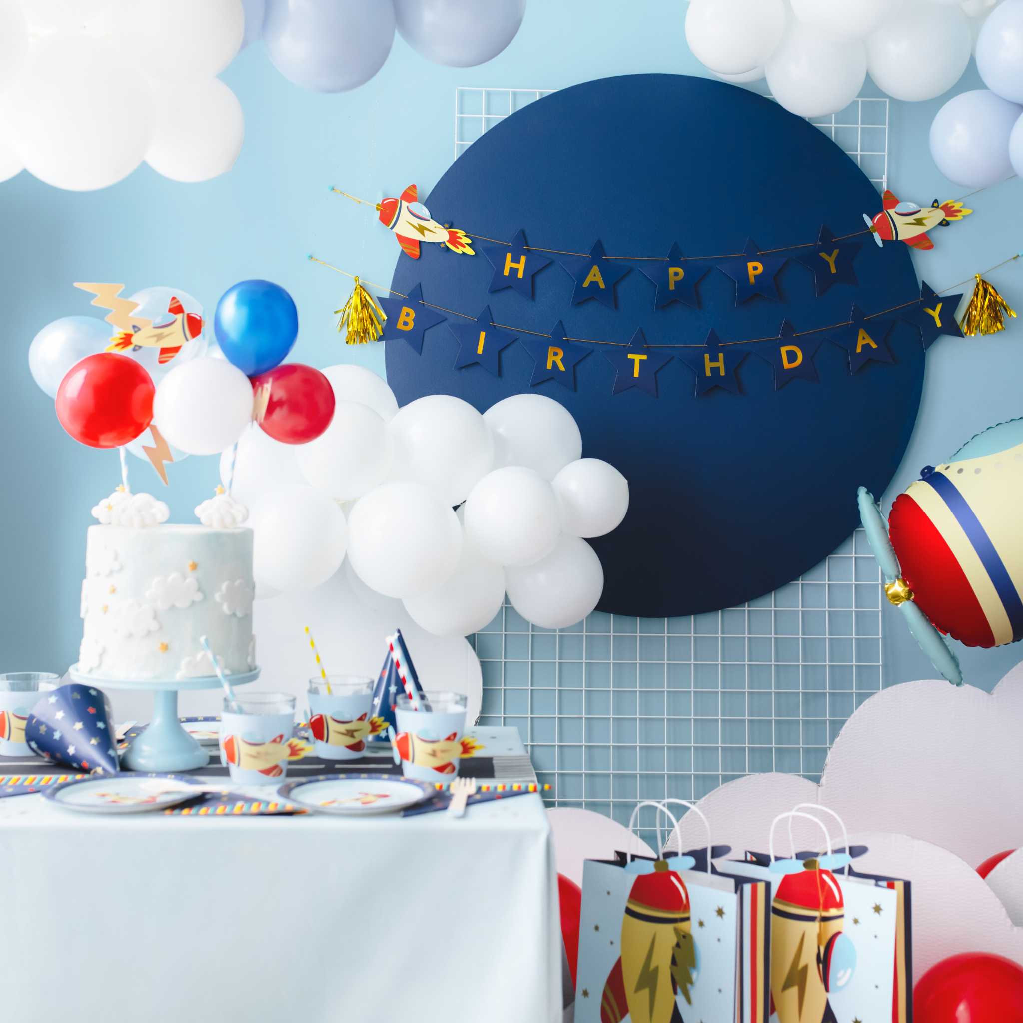 Ballon- Kuchentopper Flugzeug -hey-Party.de- Cupcake- und Kuchen-Topper -#Variante_