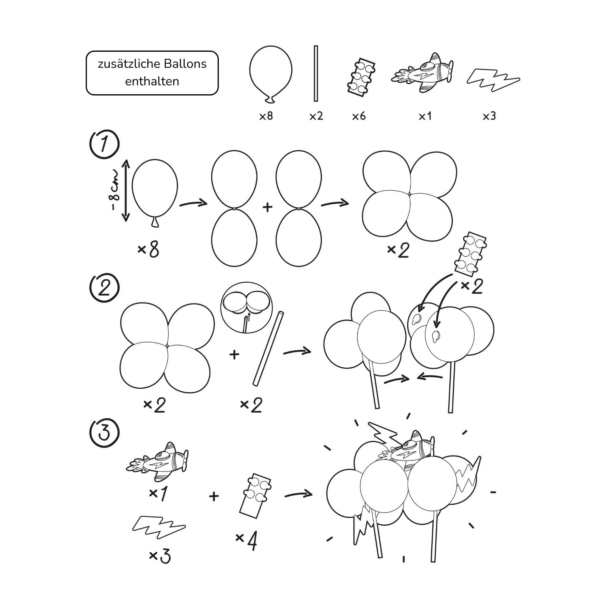 Ballon- Kuchentopper Flugzeug -hey-Party.de- Cupcake- und Kuchen-Topper -#Variante_