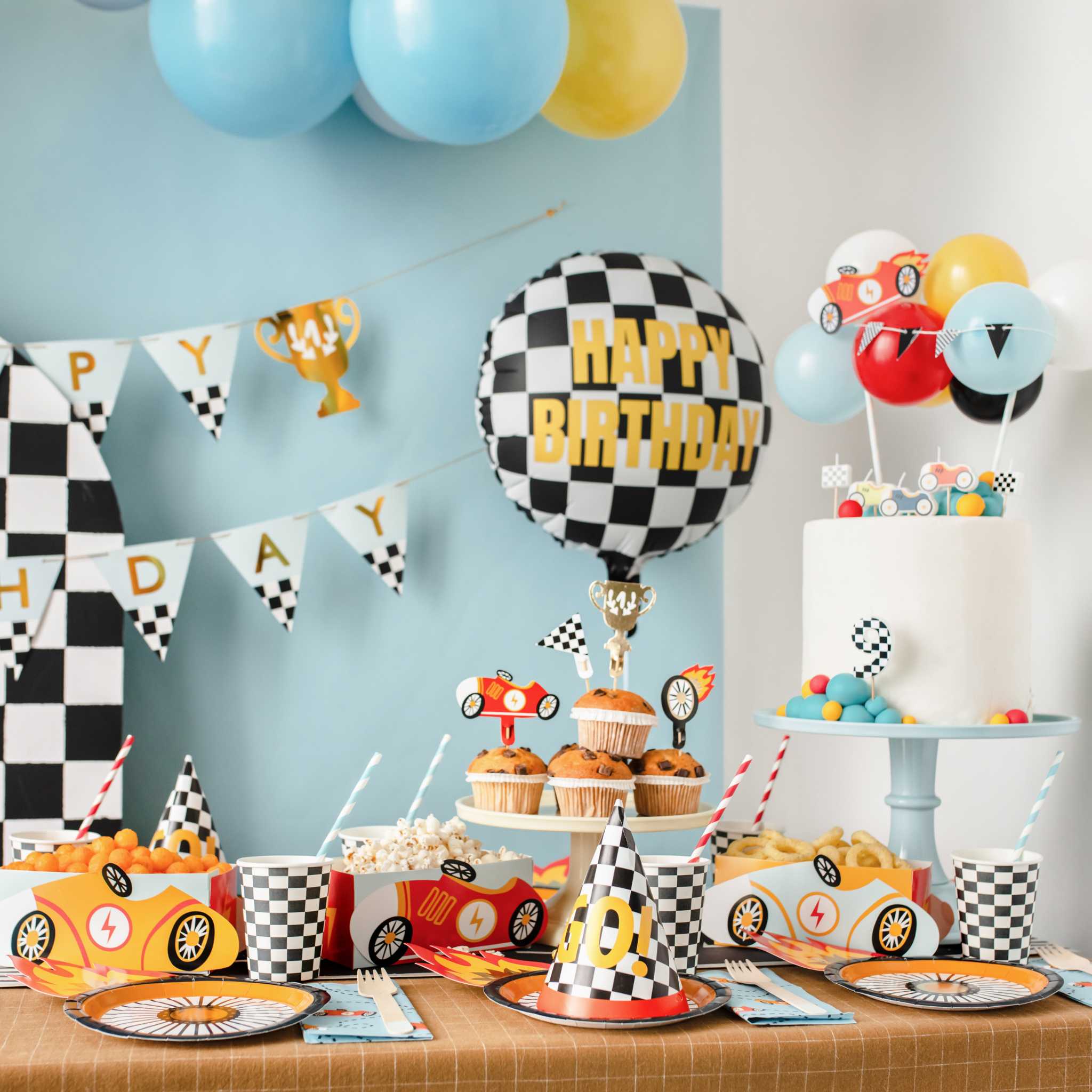 Ballon- Kuchentopper Rennauto -hey-Party.de- Cupcake- und Kuchen-Topper -#Variante_