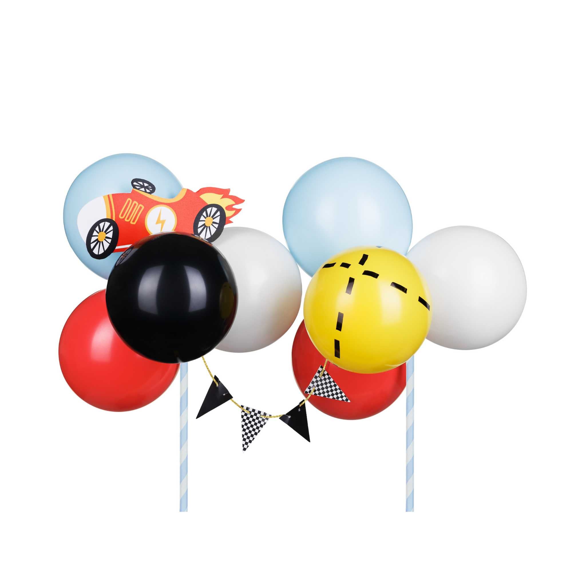 Ballon- Kuchentopper Rennauto -hey-Party.de- Cupcake- und Kuchen-Topper -#Variante_