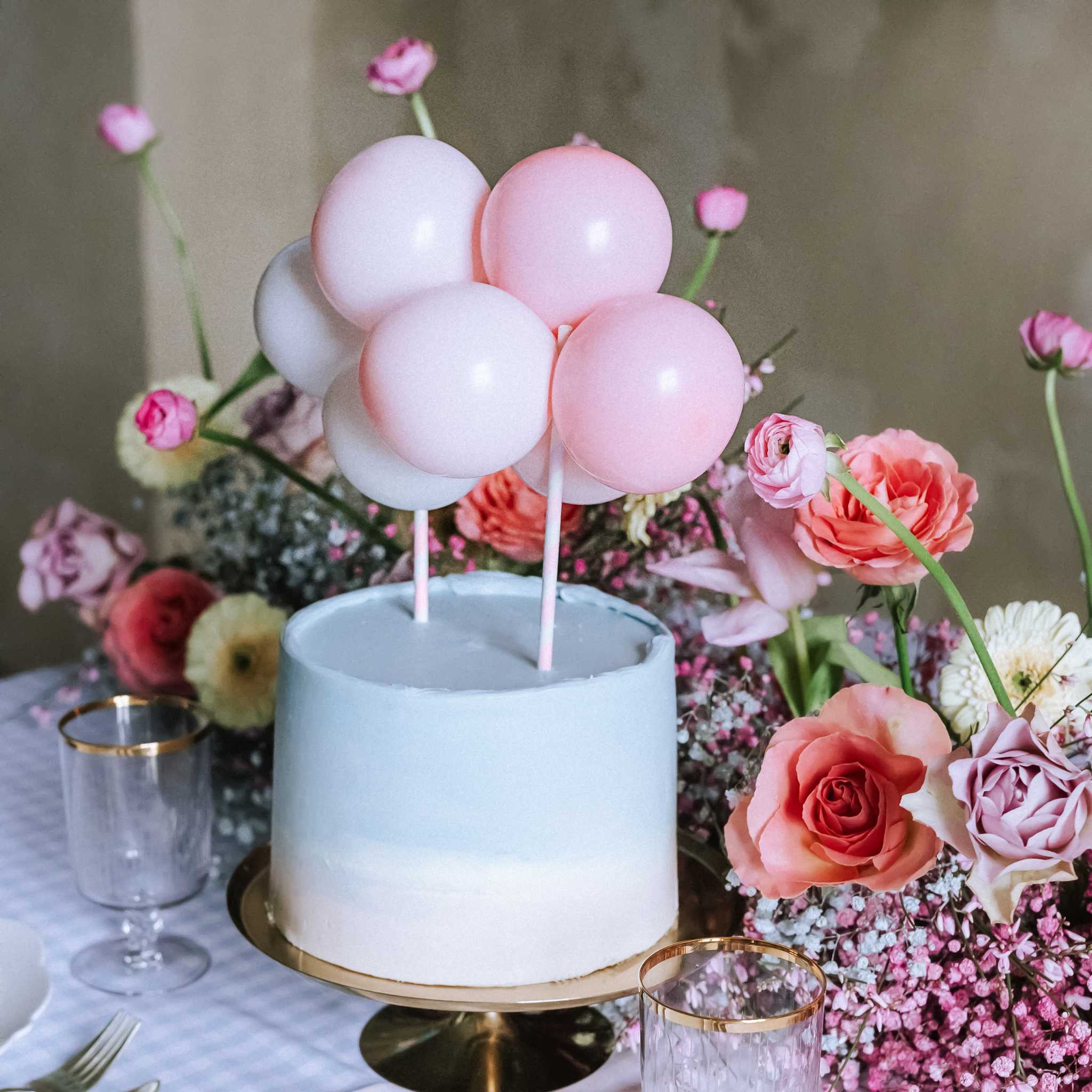 Ballon- Kuchentopper Rosa -hey-Party.de- Cupcake- und Kuchen-Topper -#Variante_