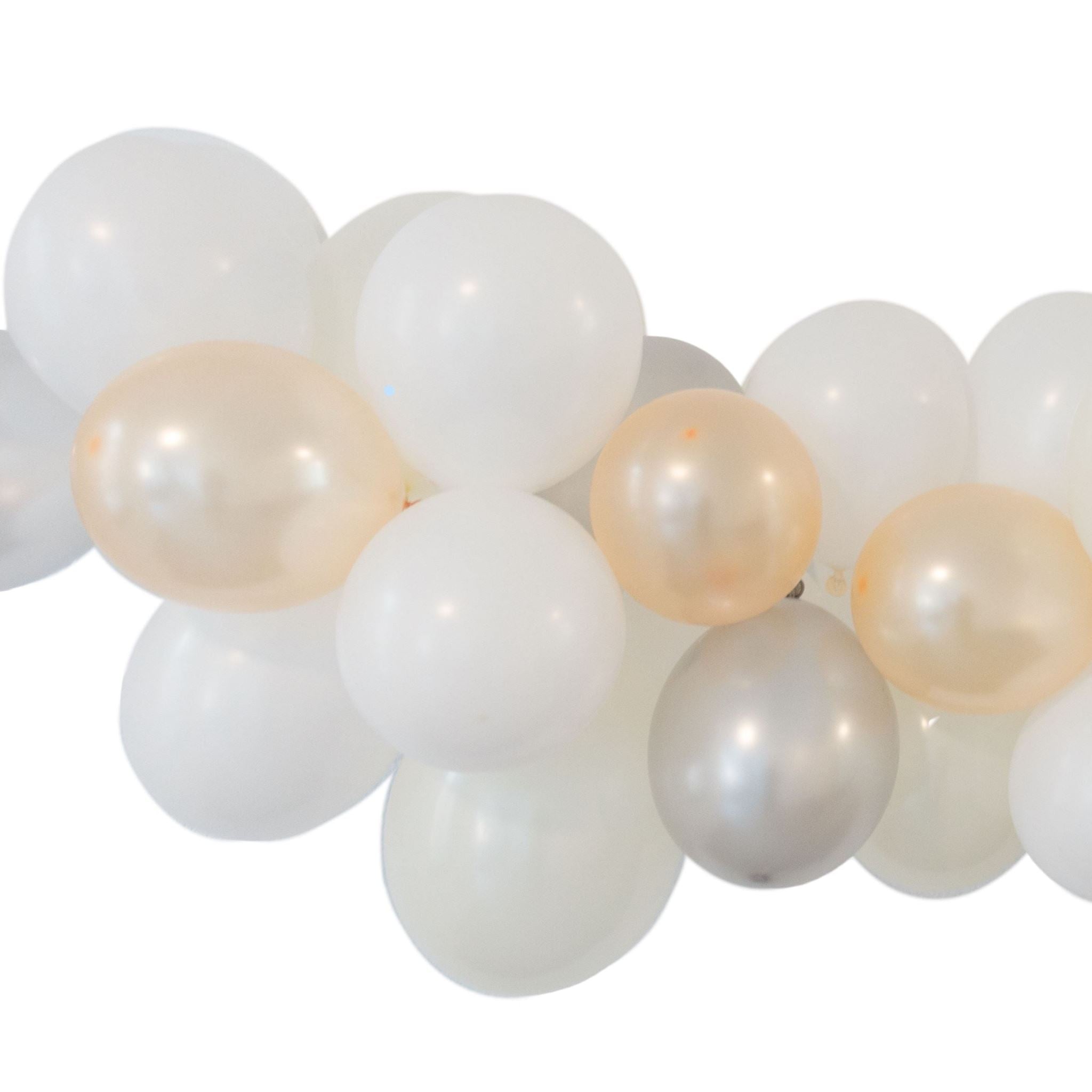 Ballongirlande DIY- Set, Weiß-Silber-Apricot -hey-Party.de- Ballongirlanden -#Variante_