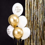 Ballonset "Happy Birthday" Gold Weiß -hey-Party.de- Latexballons -#Variante_