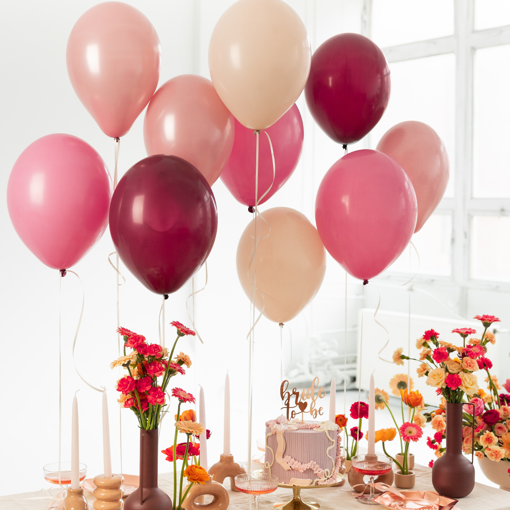 Luftballon-Set Rosa-Bordeaux-Altrosa-Beige -hey-Party.de- Latexballons -#Variante_