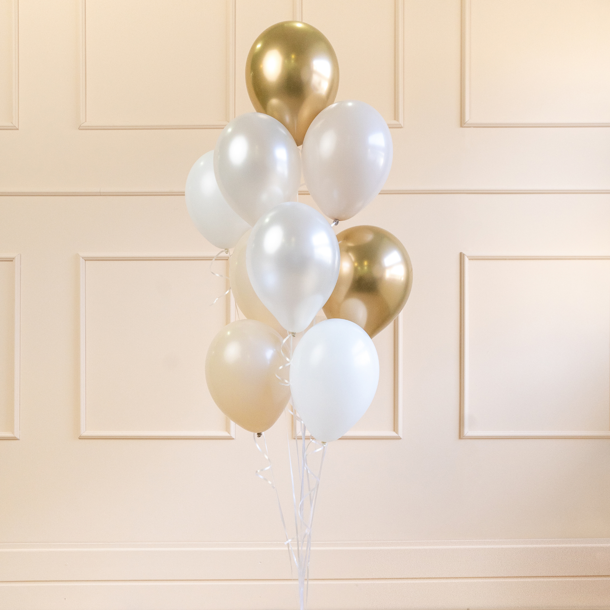 Luftballon-Set Weiß-Gold-Beige -hey-Party.de- Latexballons -#Variante_