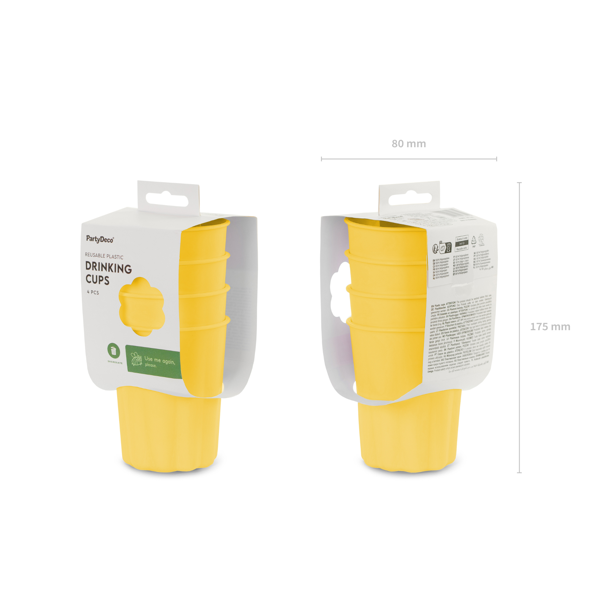 Becher Mehrweg Gelb -hey-Party.de- Trinkbecher -#Variante_