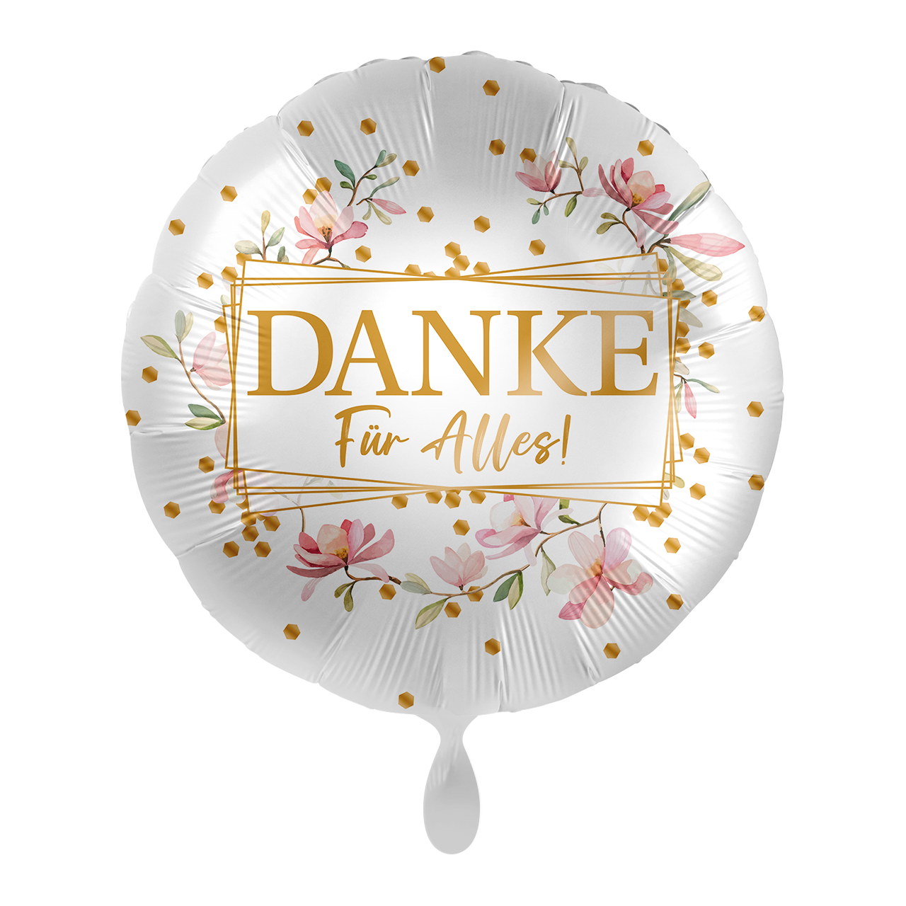 Folienballon Rund "Danke für Alles" Blüten -hey-Party.de- Folienballons -#Variante_