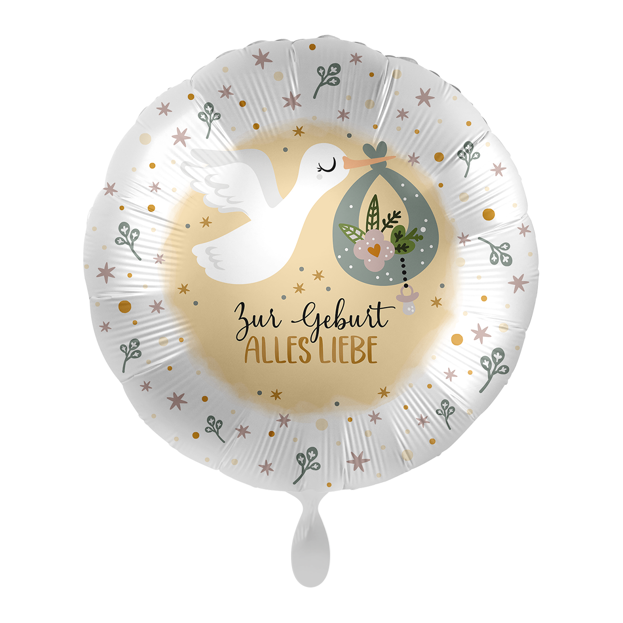 Folienballon rund Storch "Zur Geburt..." -hey-Party.de- Folienballons -#Variante_