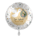 Folienballon rund Storch "Zur Geburt..." -hey-Party.de- Folienballons -#Variante_