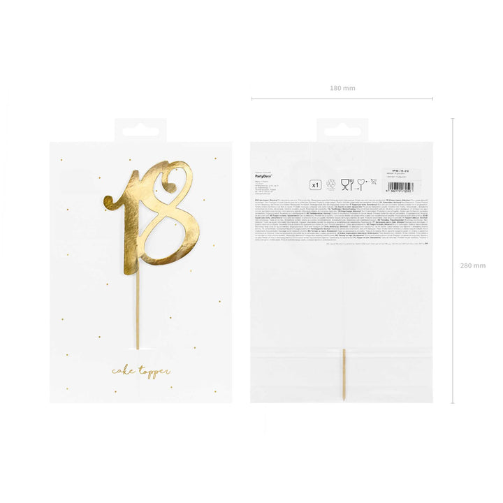 Caketopper „18“ Gold Hey Party