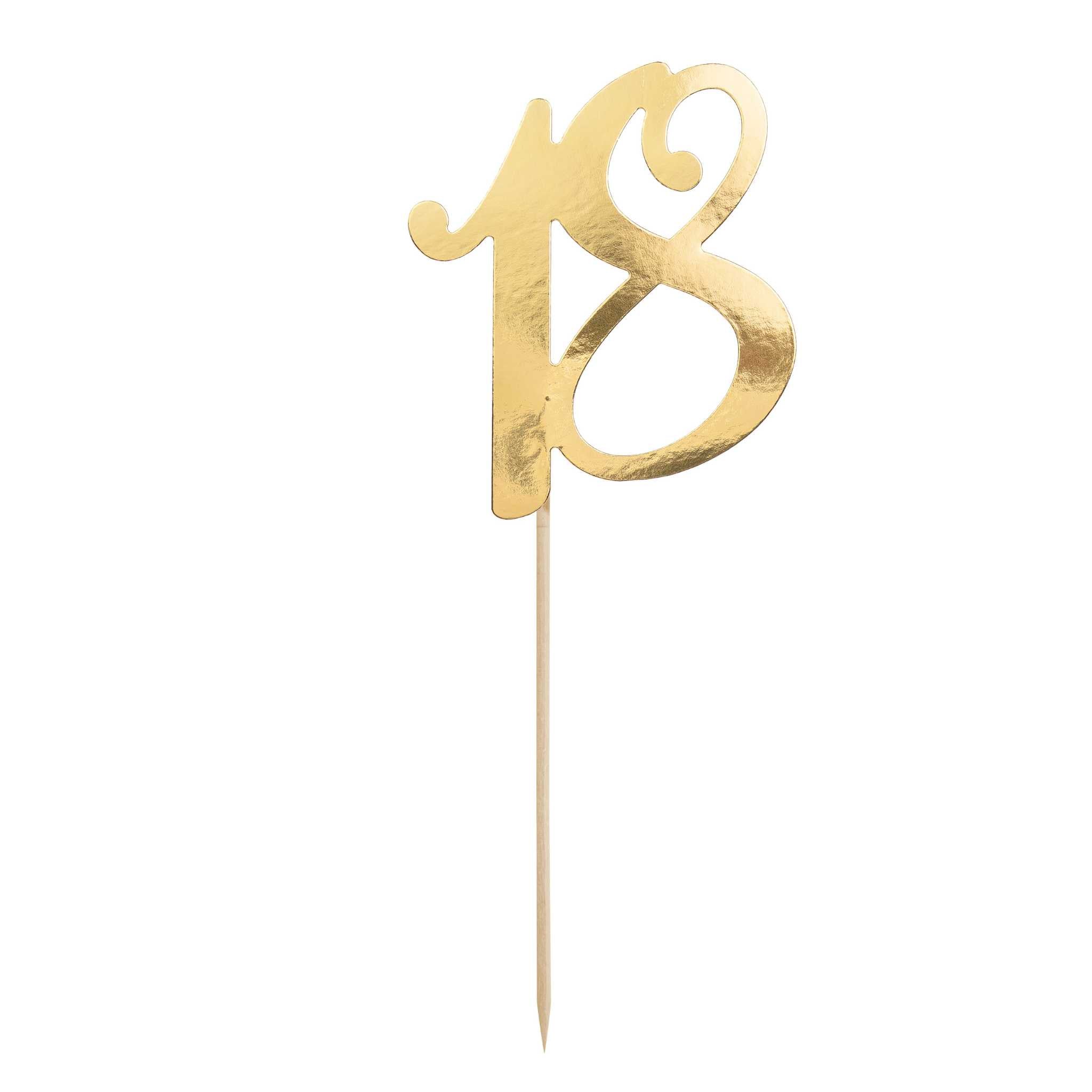 Caketopper „18“ Gold -hey-Party.de- Cupcake- und Kuchen-Topper -#Variante_