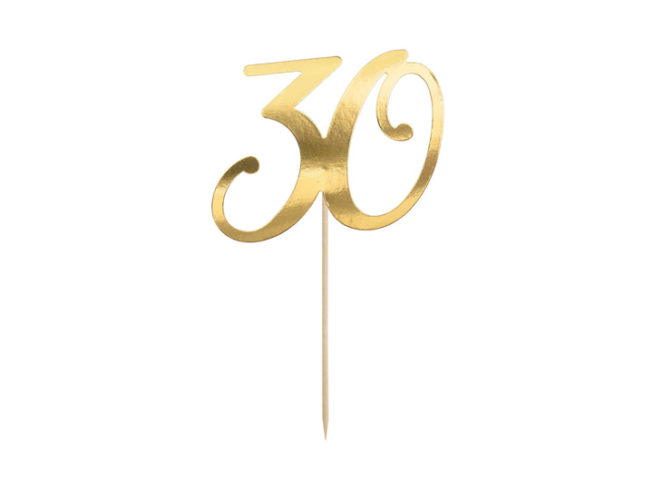 Caketopper „30“ Gold Hey Party
