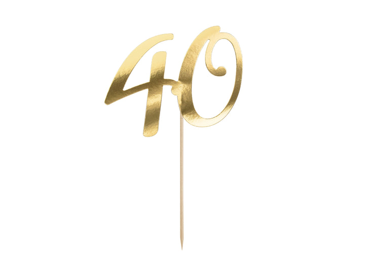 Caketopper „40“ Gold Hey Party